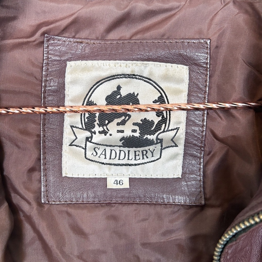 Saddlery Vintage Leather Classic Brown Bomber Jacket - Picture 8 of 12